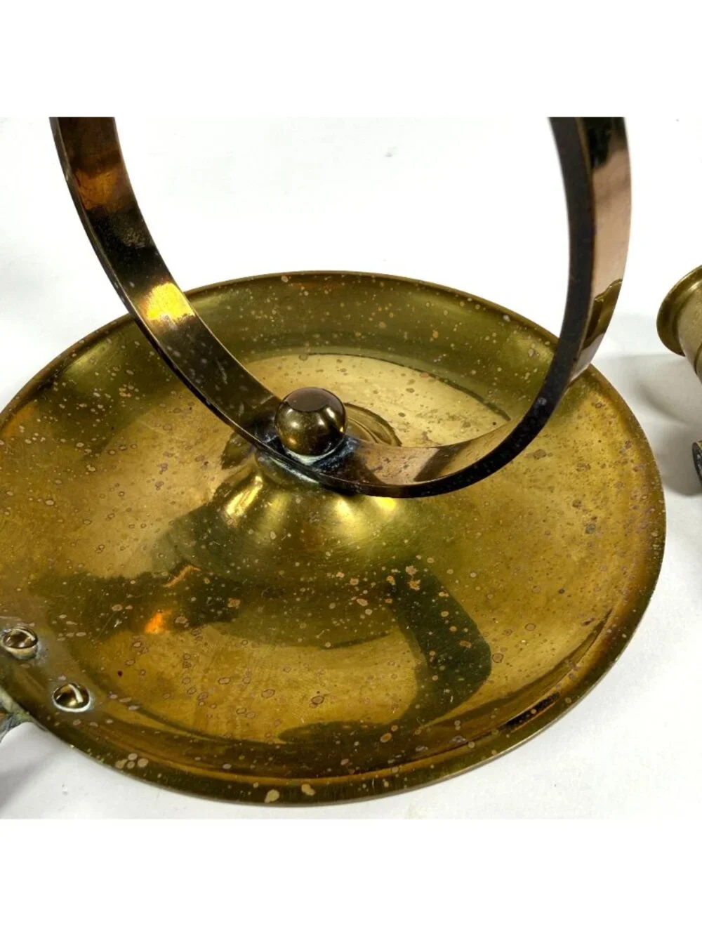 Vintage Brass Gimble Ship Candlestick Holder Swing Taper Candle